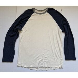Marine Layer DK Baseball Raglan Mens Cream Navy Long Sleeve T-Shirt 13699 L/XL